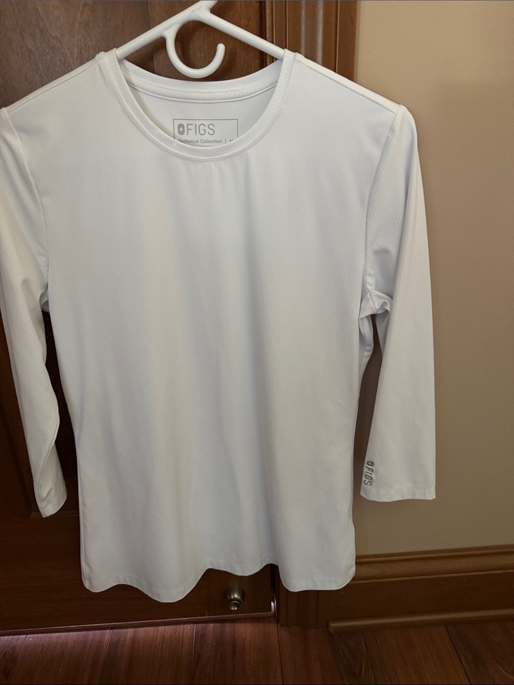 Figs White Ribbed Crewneck Long Sleeve Top - Picture 5 of 6